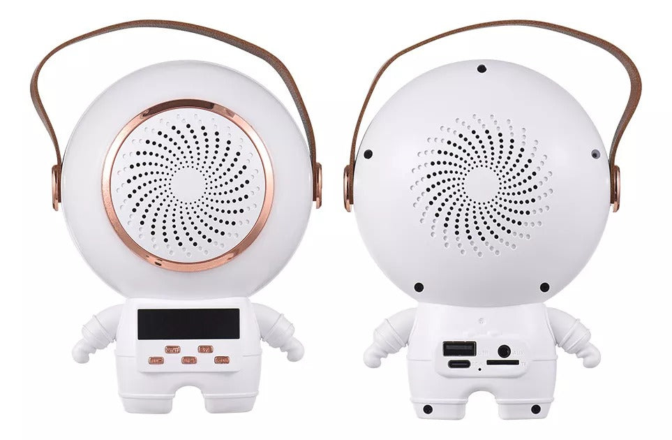 Karaoke Portátil Parlante Astronauta | Sonido Potente + Micrófonos Inalámbricos + Luces LED