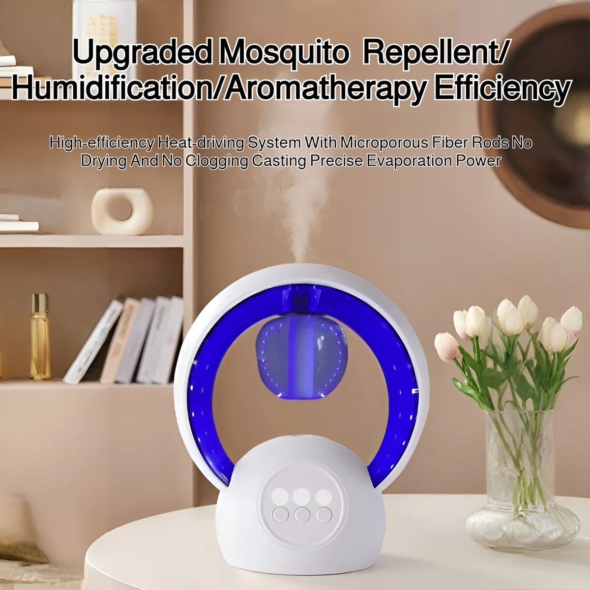 Humidificador Antimosquitos 3 en 1 con Luces LED | Difusor Ultrasónico Silencioso y Repelente de Mosquitos